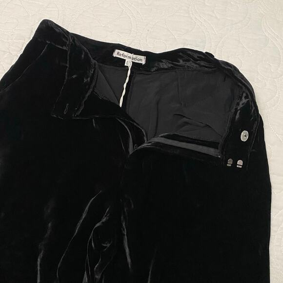 Reformation Wes Velvet Pants Black Women’s Size 2 Petite 29 Inseam Holiday - Picture 10 of 12